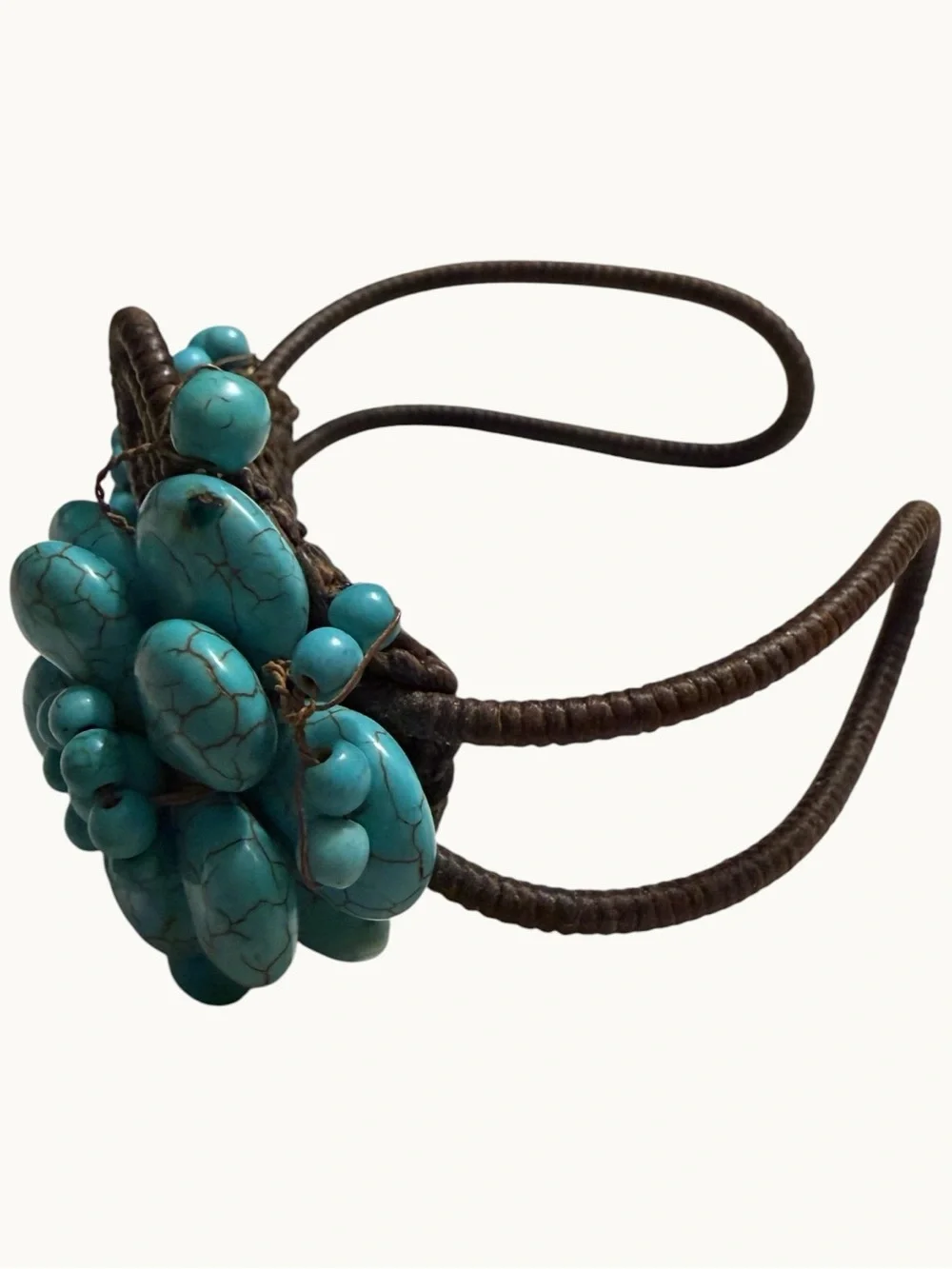 Turquoise Bead Flower Cuff Bracelet